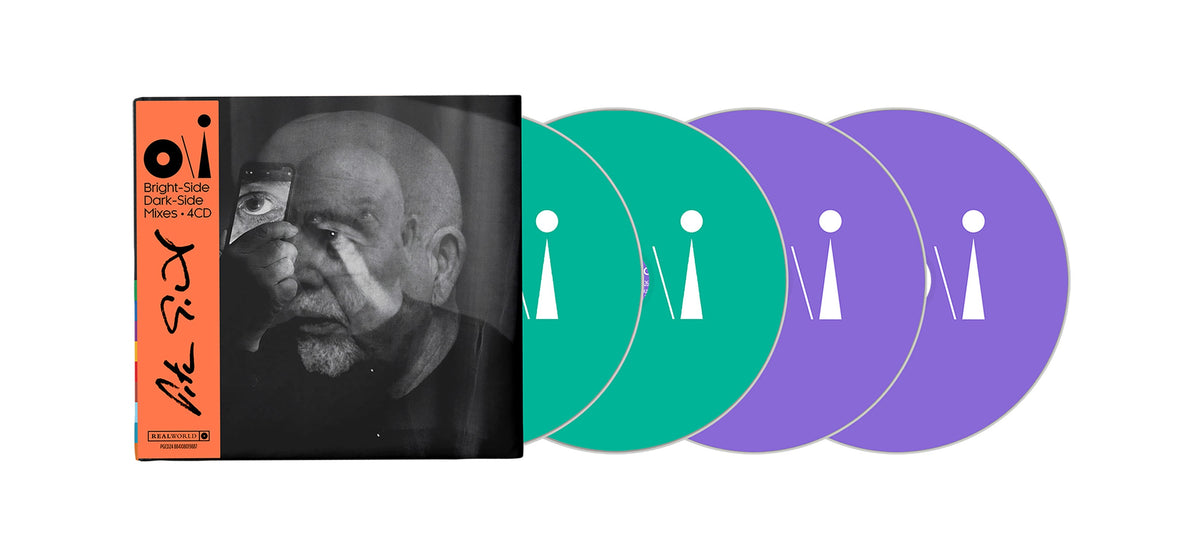 Peter Gabriel "oi" 4CD set with case featuring a portrait and discs.