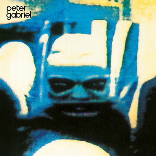 Peter Gabriel album cover, abstract blue portrait with blurred face.