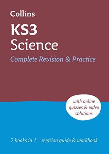 Red and blue book cover with “KS3 Science” and “Complete Revision & Practice.”