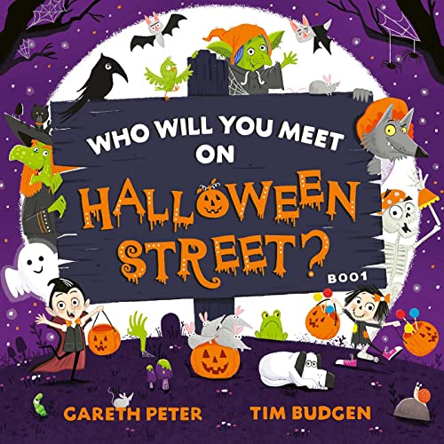 Colorful children’s book cover depicting various Halloween monsters and characters.