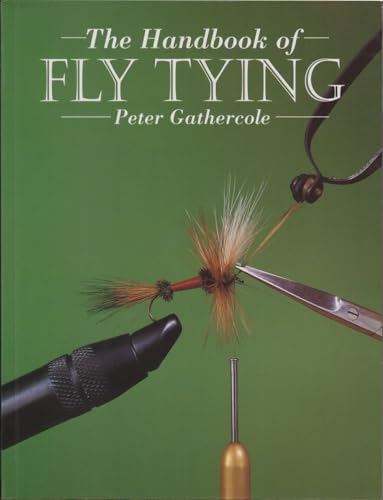 Book cover: "The Handbook of Fly Tying" with fly-tying tools and a fly.