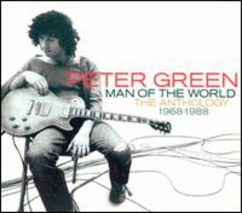 Peter Green sitting with a guitar on the cover of his anthology album.