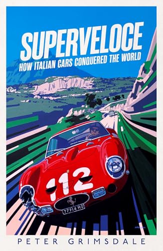 Book cover illustration of a red vintage race car driving on a mountain road.