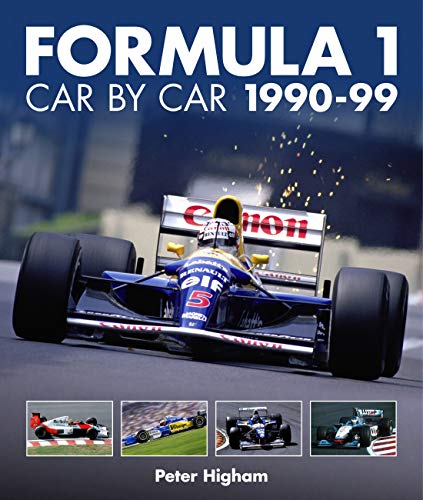 Book cover: "Formula 1: Car by Car 1990-99" featuring a racing car.