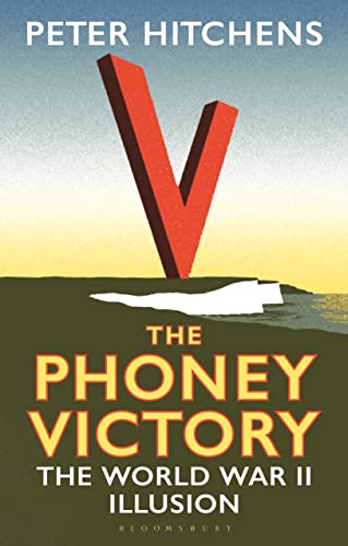 Book cover: red "V" over a landscape, title "The Phoney Victory".