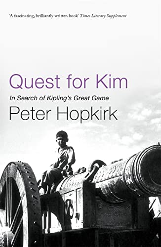 Book cover: "Quest for Kim" with a boy on a train engine.
