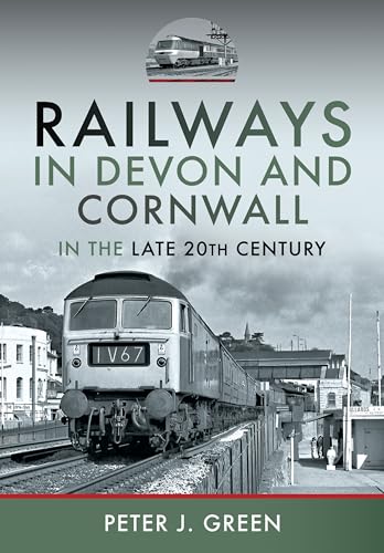 Photograph of a railway book cover featuring trains and Devon/Cornwall landscape images.