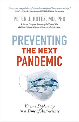 Book cover: "Preventing the Next Pandemic" with a face mask image.