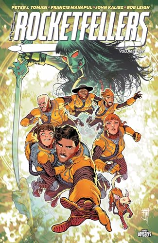 Comic book cover featuring a group in orange suits and a large green figure.