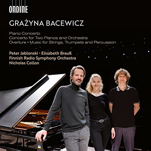 CD cover featuring musicians and a grand piano, black background.