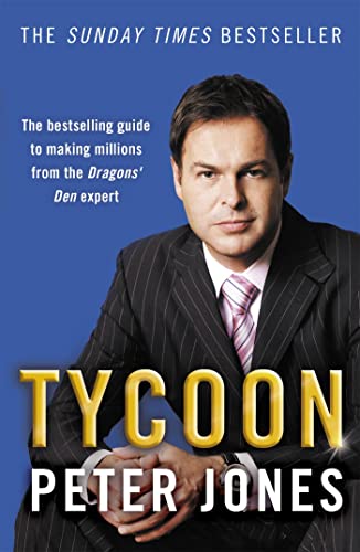 Book cover featuring Peter Jones, author of “Tycoon,” in a suit.