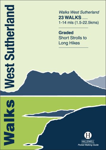 Map guidebook cover with walking routes, west Sutherland Scotland, on a green background.