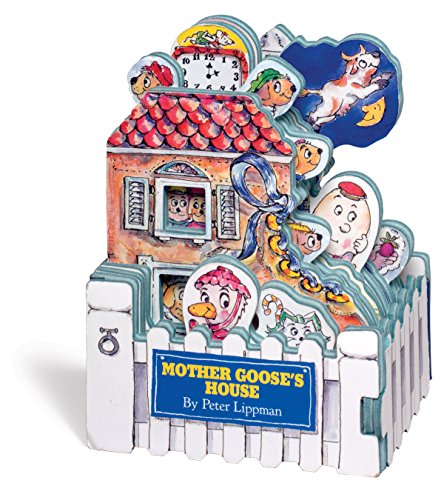 Pop-up book depicting Mother Goose’s house with illustrated characters.