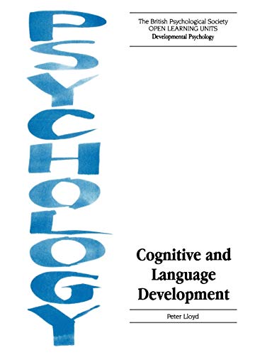 Book cover with abstract blue design and title “Cognitive and Language Development”.