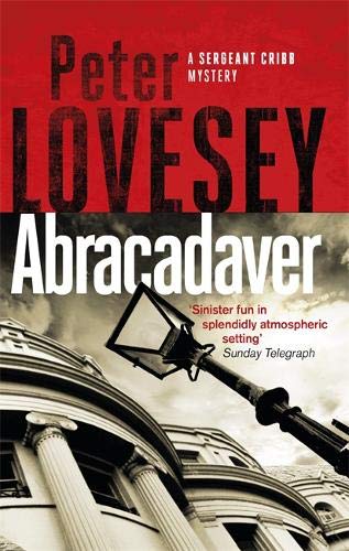 Book cover for Abracadaver by Peter Lovesey featuring a street lamp and historic building.