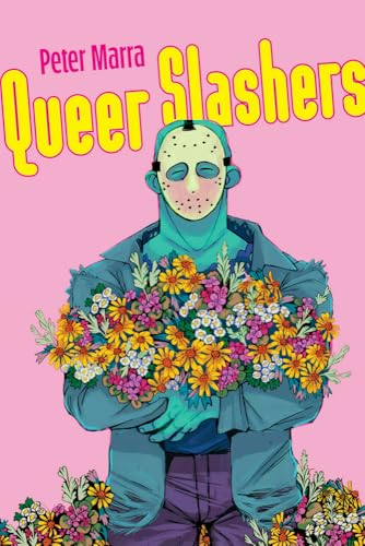 Book cover: illustrated figure resembling a horror villain with flowers.