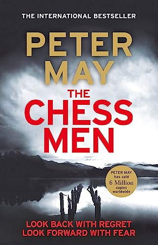 Book cover for The Chessmen by Peter May showing a dark, misty lake landscape.