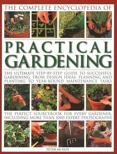 Book cover for "Practical Gardening" with images of hands planting.