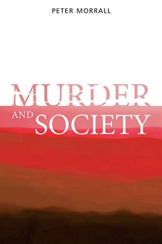 Book cover: "Murder and Society" with red and brown abstract design.