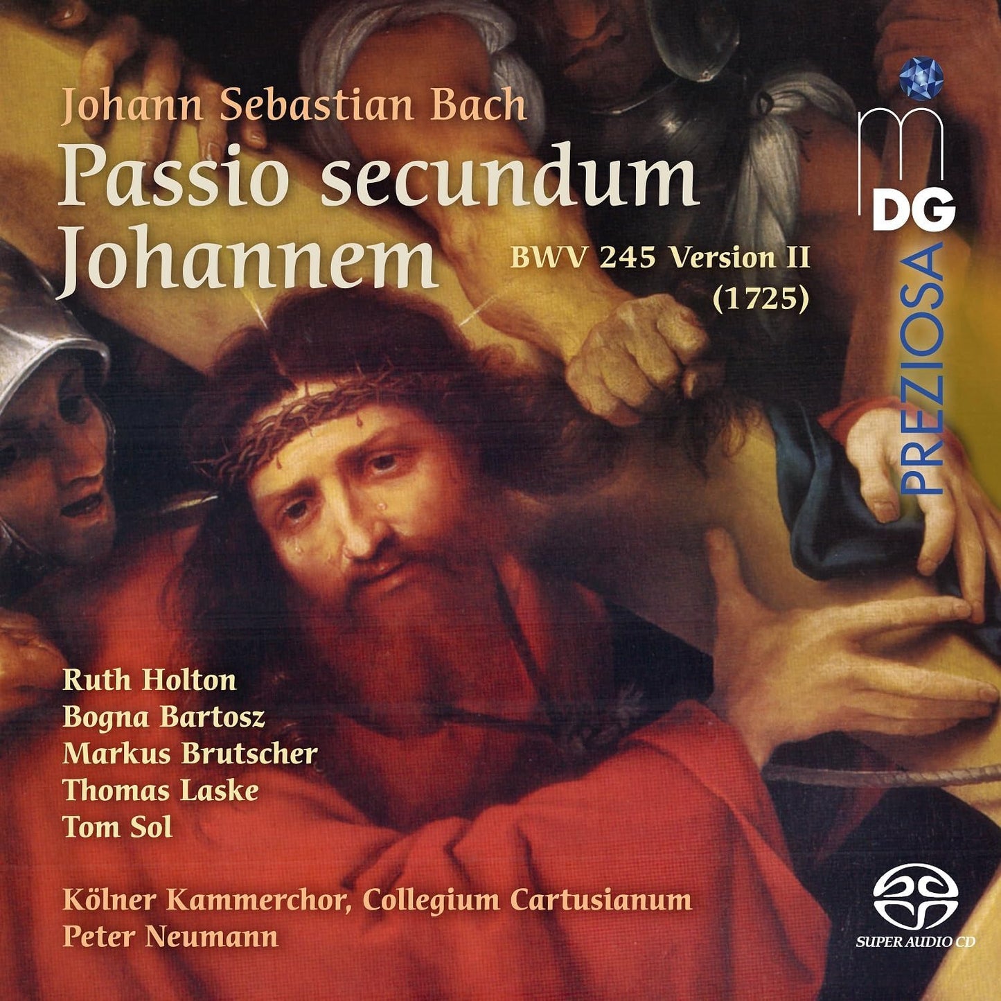 CD cover for Bach’s St. John Passion featuring a portrait of Jesus.