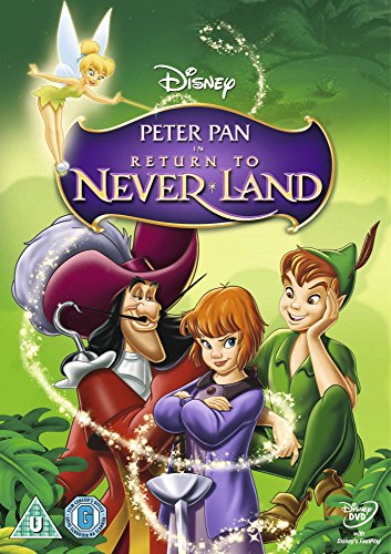 DVD cover for Peter Pan Return to Never Land featuring Tinker Bell and characters.