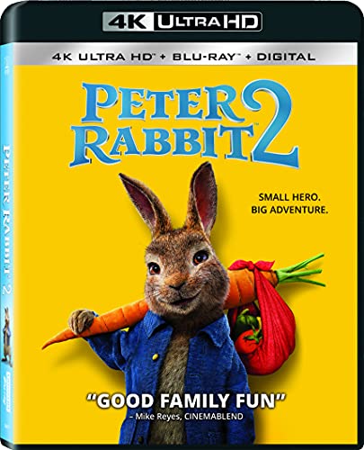 Peter Rabbit 2 Blu-ray case featuring a realistic rabbit with carrots.