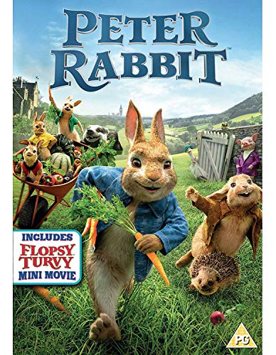 Peter Rabbit DVD cover featuring animated rabbits in a garden scene.