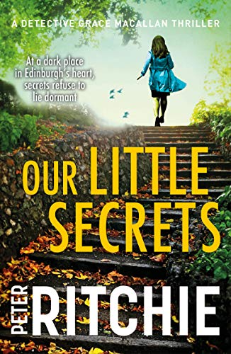 Book cover: woman walking up stone steps, title “Our Little Secrets”.