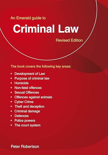 Red book cover with white text: "An Emerald guide to Criminal Law, Revised Edition.