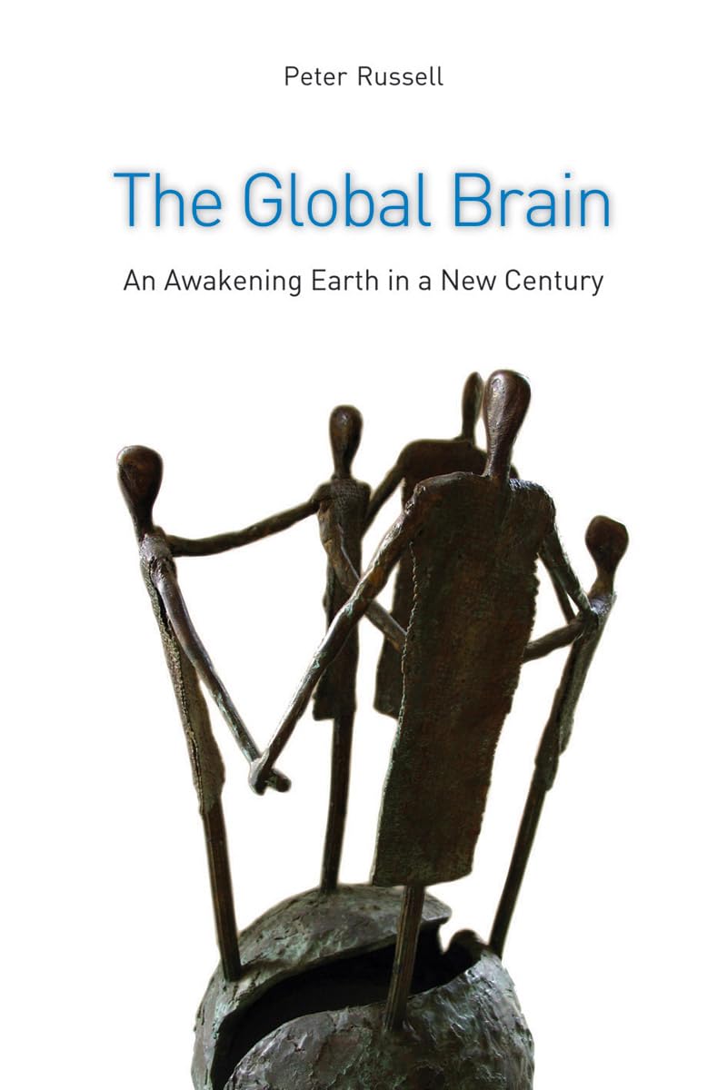 Book cover showing bronze figures holding hands atop a cracked sphere against white background.