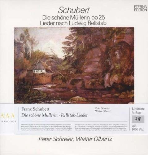 Vinyl record cover featuring a landscape painting with a house and river.