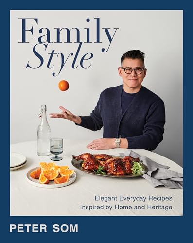 Cookbook cover featuring a man, food, and the title "Family Style.