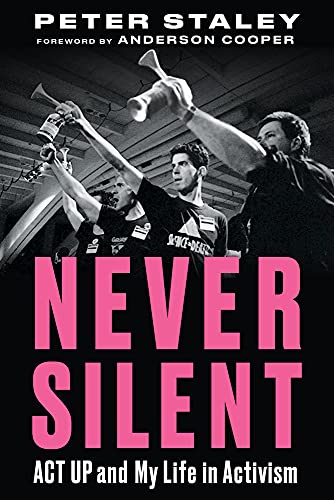Book cover featuring activists with raised arms and pink text reading "NEVER SILENT".