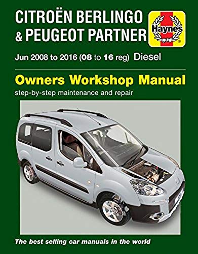 Haynes workshop manual cover for Citroen Berlingo and Peugeot Partner diesel models 2008-2016.