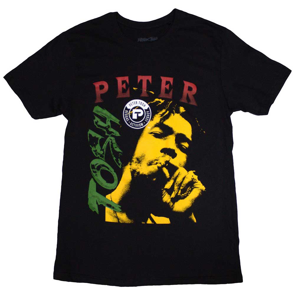 Black t-shirt with image of reggae musician Peter Tosh, size XX-Large.