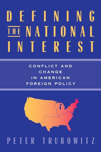 Book cover: "Defining the National Interest" with a map of the USA.