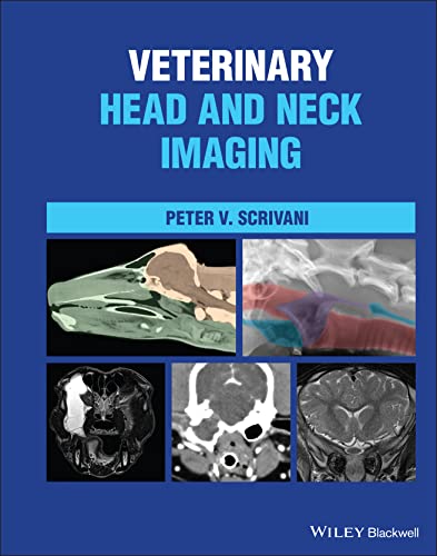 Book cover: "Veterinary Head and Neck Imaging" with animal anatomy scans.