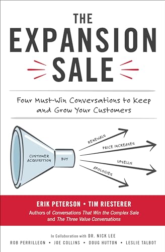 Book cover with title "The Expansion Sale" and funnel illustration.