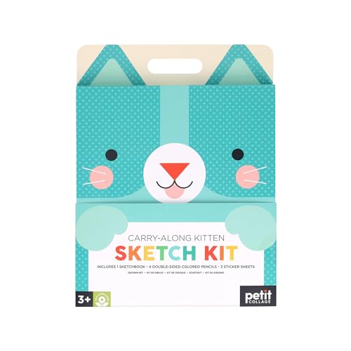 Blue kitten-shaped art kit with a handle, for ages 3+.