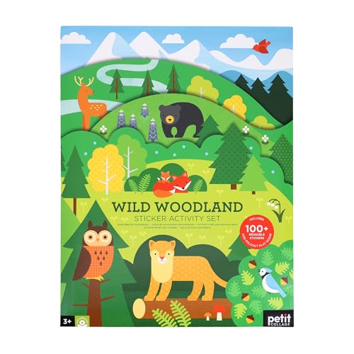 Woodland animals illustrated on sticker activity set packaging, age 3+.