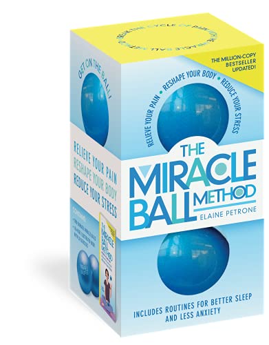 Product box for The Miracle Ball Method featuring two blue exercise balls.