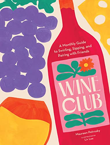 Colorful illustrated book cover for "Wine Club" with grapes and flowers.