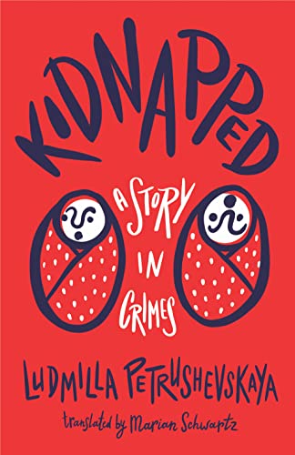 Red book cover with white text, two stylized eye illustrations.