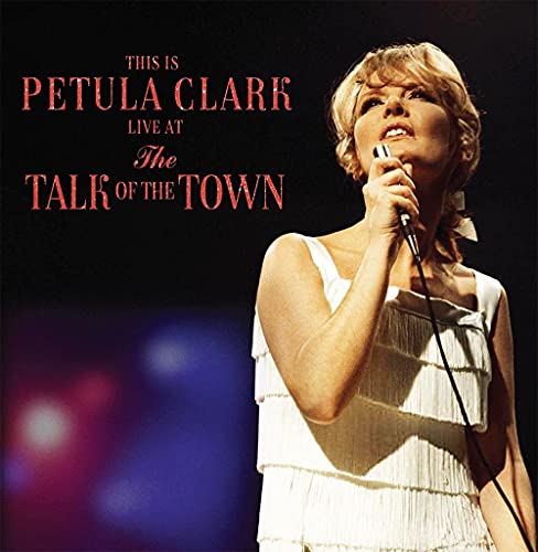 Petula Clark singing into a microphone on a stage, album cover.