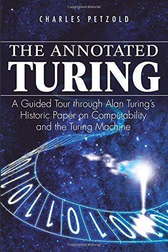 Book cover for The Annotated Turing by Charles Petzold featuring a binary code tape.
