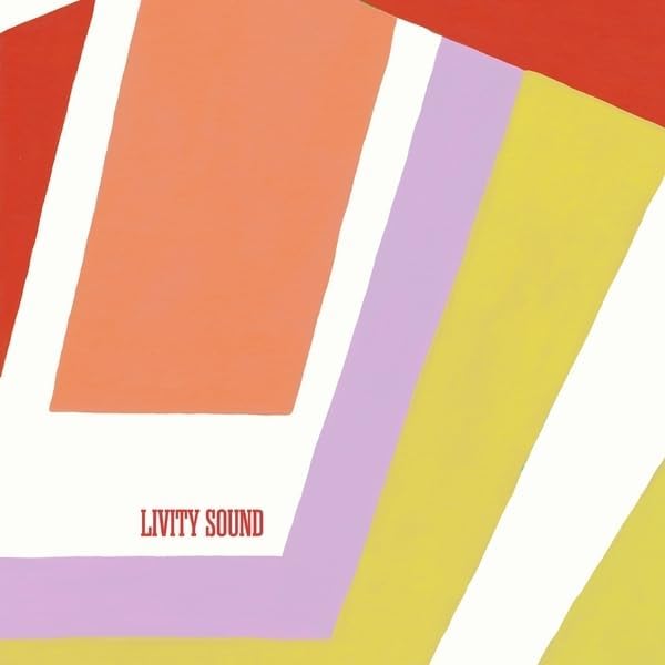 Record sleeve with abstract geometric shapes in red, orange, yellow, and lavender.