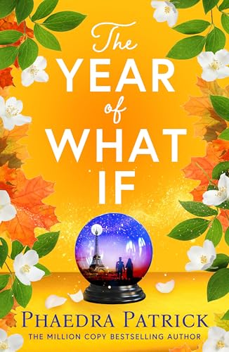Book cover with yellow background, floral border, and a snow globe scene.