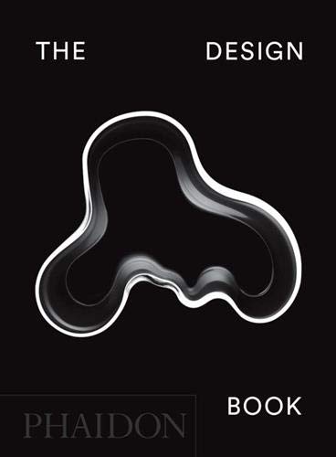Book cover titled The Design Book with a white-outlined abstract black shape on black.