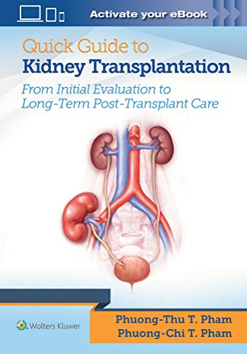 Book cover: “Quick Guide to Kidney Transplantation” with kidney illustration.