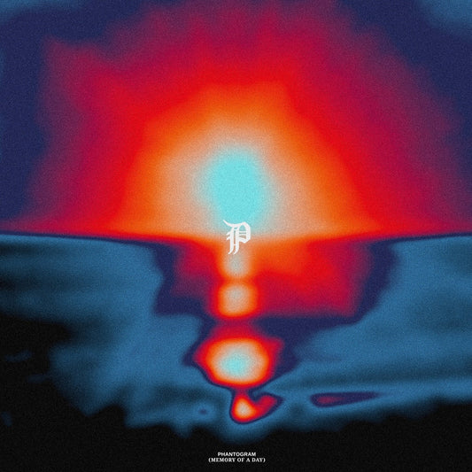 Album cover featuring a blurry, glowing sun over water with a central white logo.